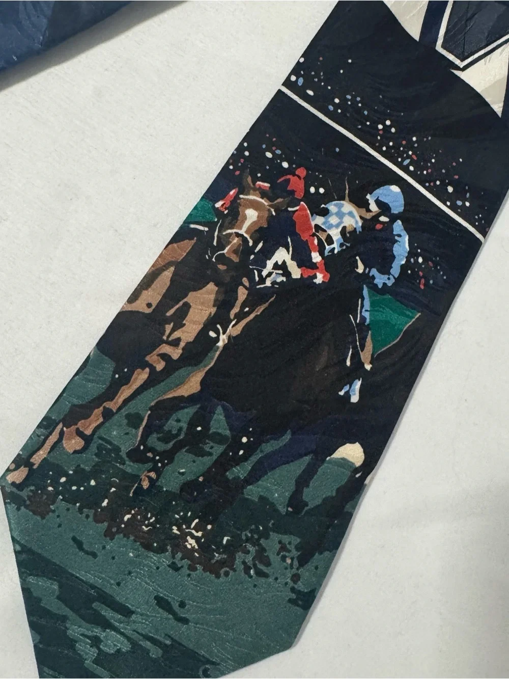 100% Pure Silk Tie Handmade  Limited Edition Kentucky Derby Collectible Jockey